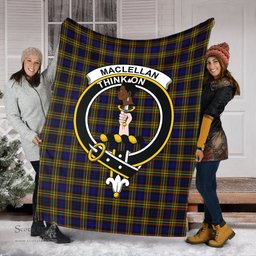 Scottish MacLellan Modern Clan Tartan Blanket with Family Crest Tartan Plaid Sherpa Blanket Scottish Plaid Tartan Plaid - ScotsTee - scotstee.com