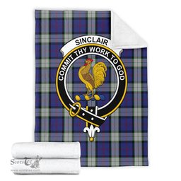 Scottish Sinclair Dress Clan Tartan Blanket with Family Crest Tartan Plaid Sherpa Blanket Scottish Plaid Tartan Plaid - ScotsTee - scotstee.com
