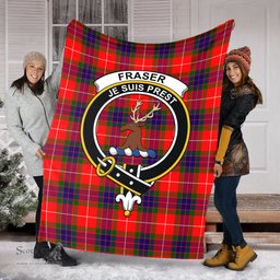 Scottish Fraser Modern Clan Tartan Blanket with Family Crest Tartan Plaid Sherpa Blanket Scottish Plaid Tartan Plaid - ScotsTee - scotstee.com