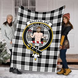 Scottish MacFarlane Black White Clan Tartan Blanket with Family Crest Tartan Plaid Sherpa Blanket Scottish Plaid Tartan Plaid - ScotsTee - scotstee.com