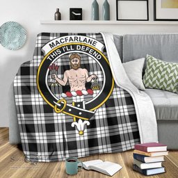 Scottish MacFarlane Black White Clan Tartan Blanket with Family Crest Tartan Plaid Sherpa Blanket Scottish Plaid Tartan Plaid - ScotsTee - scotstee.com
