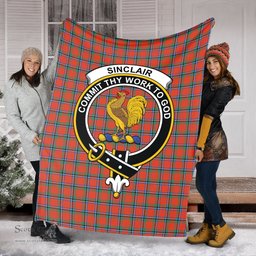 Scottish Sinclair Ancient Clan Tartan Blanket with Family Crest Tartan Plaid Sherpa Blanket Scottish Plaid Tartan Plaid - ScotsTee - scotstee.com