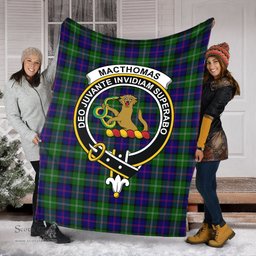 Scottish MacThomas Modern Clan Tartan Blanket with Family Crest Tartan Plaid Sherpa Blanket Scottish Plaid Tartan Plaid - ScotsTee - scotstee.com