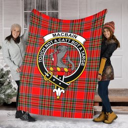 Scottish MacBain Clan Tartan Blanket with Family Crest Tartan Plaid Sherpa Blanket Scottish Plaid Tartan Plaid - ScotsTee - scotstee.com