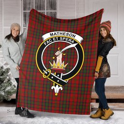Scottish Matheson Dress Clan Tartan Blanket with Family Crest Tartan Plaid Sherpa Blanket Scottish Plaid Tartan Plaid - ScotsTee - scotstee.com
