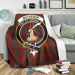 Scottish Matheson Dress Clan Tartan Blanket with Family Crest Tartan Plaid Sherpa Blanket Scottish Plaid Tartan Plaid - ScotsTee - scotstee.com