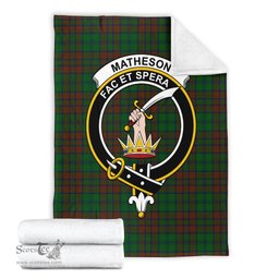 Scottish Matheson Hunting Highland Clan Tartan Blanket with Family Crest Tartan Plaid Sherpa Blanket Scottish Plaid Tartan Plaid - ScotsTee - scotstee.com