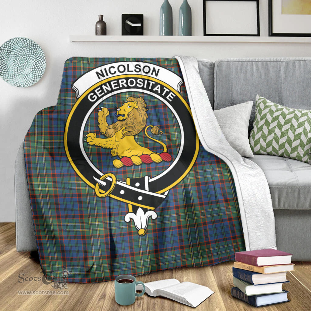 Scottish Nicolson Hunting Ancient Clan Tartan Blanket with Family Crest Tartan Plaid Sherpa Blanket Scottish Plaid Tartan Plaid - ScotsTee - scotstee.com