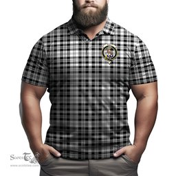 Scottish Scott Black White Tartan Mens Polo Shirt with Family Crest Scottish Polo Shirt Scottish Plaid Tartan Plaid - ScotsTee - scotstee.com