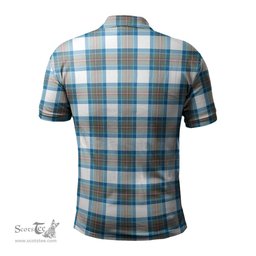 Scottish Stewart Muted Blue Tartan Mens Polo Shirt with Family Crest Scottish Polo Shirt Scottish Plaid Tartan Plaid - ScotsTee - scotstee.com