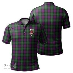 Scottish Wilson Tartan Mens Polo Shirt with Family Crest Scottish Polo Shirt Scottish Plaid Tartan Plaid - ScotsTee - scotstee.com