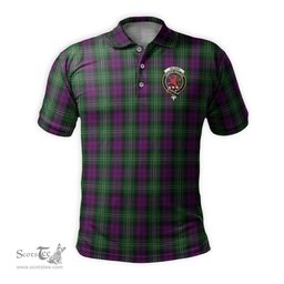 Scottish Wilson Tartan Mens Polo Shirt with Family Crest Scottish Polo Shirt Scottish Plaid Tartan Plaid - ScotsTee - scotstee.com