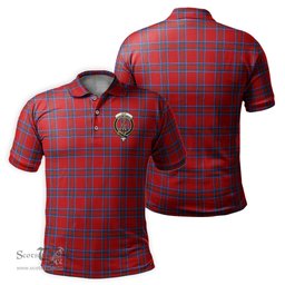 Scottish Rait Tartan Mens Polo Shirt with Family Crest Scottish Polo Shirt Scottish Plaid Tartan Plaid - ScotsTee - scotstee.com