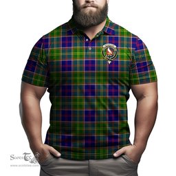 Scottish Whitefoord Modern Tartan Mens Polo Shirt with Family Crest Scottish Polo Shirt Scottish Plaid Tartan Plaid - ScotsTee - scotstee.com