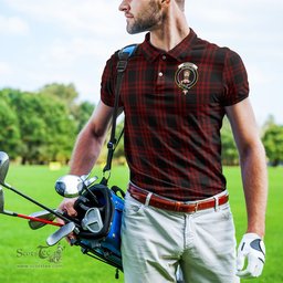 Scottish Menzies Hunting Tartan Mens Polo Shirt with Family Crest Scottish Polo Shirt Scottish Plaid Tartan Plaid - ScotsTee - scotstee.com
