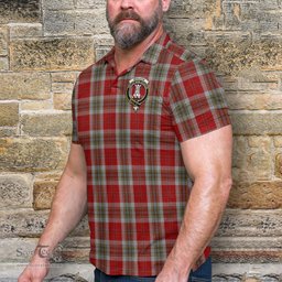 Scottish MacLean of Duart Dress Red Tartan Mens Polo Shirt with Family Crest Scottish Polo Shirt Scottish Plaid Tartan Plaid - ScotsTee - scotstee.com
