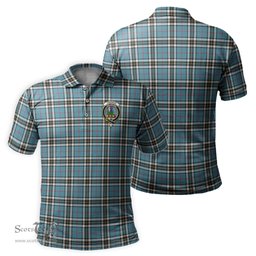 Scottish Thomson Tartan Mens Polo Shirt with Family Crest Scottish Polo Shirt Scottish Plaid Tartan Plaid - ScotsTee - scotstee.com