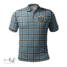 Scottish Thomson Tartan Mens Polo Shirt with Family Crest Scottish Polo Shirt Scottish Plaid Tartan Plaid - ScotsTee - scotstee.com