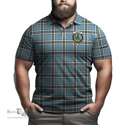 Scottish Thomson Tartan Mens Polo Shirt with Family Crest Scottish Polo Shirt Scottish Plaid Tartan Plaid - ScotsTee - scotstee.com