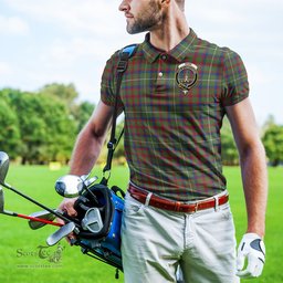 Scottish Shaw Green Modern Tartan Mens Polo Shirt with Family Crest Scottish Polo Shirt Scottish Plaid Tartan Plaid - ScotsTee - scotstee.com