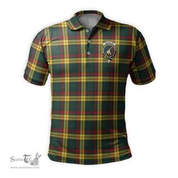 Scottish MacMillan Old Modern Tartan Mens Polo Shirt with Family Crest Scottish Polo Shirt Scottish Plaid Tartan Plaid - ScotsTee - scotstee.com