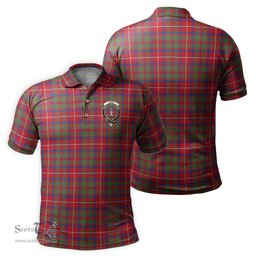 Scottish Shaw Red Modern Tartan Mens Polo Shirt with Family Crest Scottish Polo Shirt Scottish Plaid Tartan Plaid - ScotsTee - scotstee.com