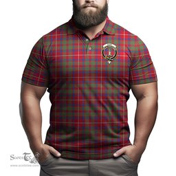Scottish Shaw Red Modern Tartan Mens Polo Shirt with Family Crest Scottish Polo Shirt Scottish Plaid Tartan Plaid - ScotsTee - scotstee.com