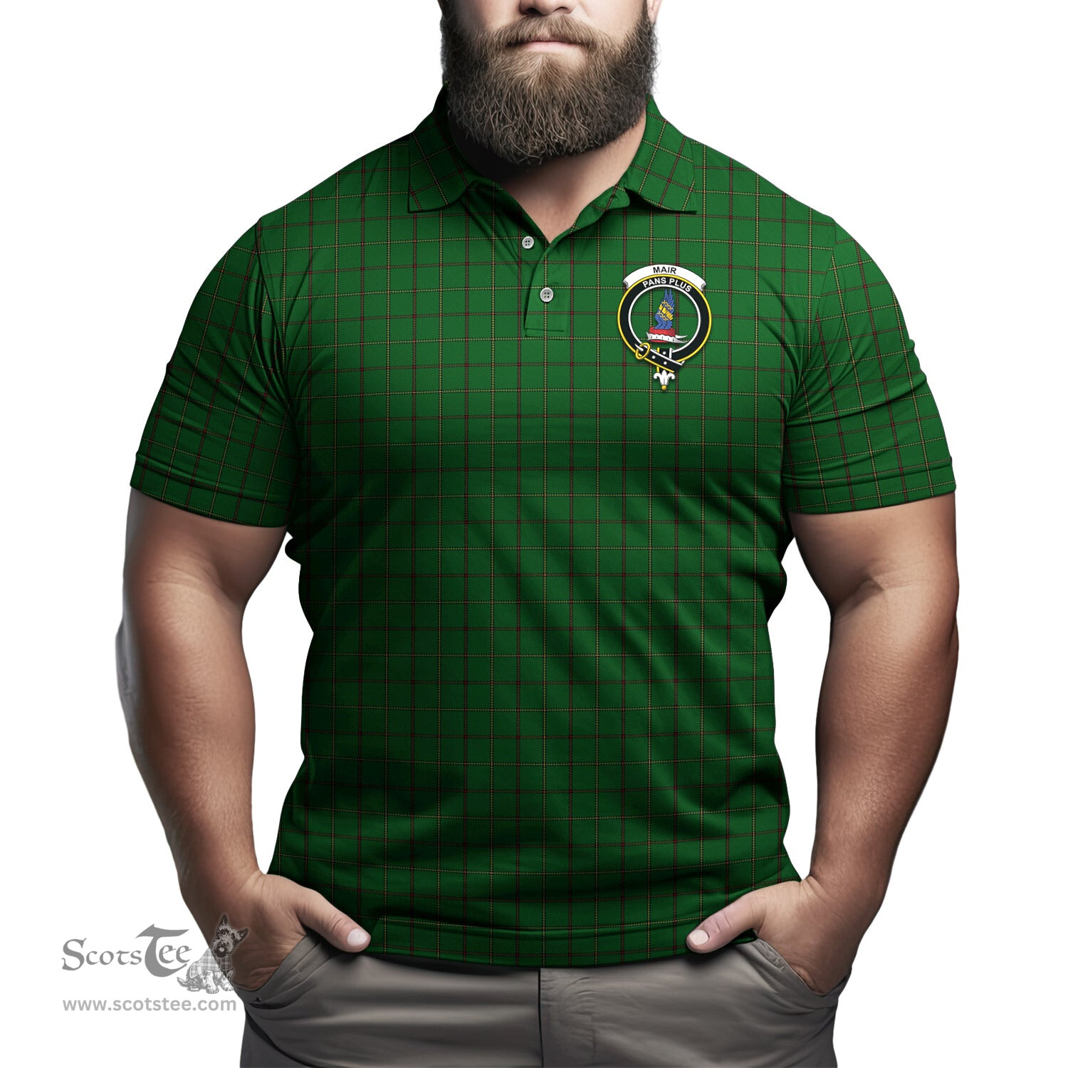 Scottish Mar Tribe Tartan Mens Polo Shirt with Family Crest Scottish Polo Shirt Scottish Plaid Tartan Plaid - ScotsTee - scotstee.com