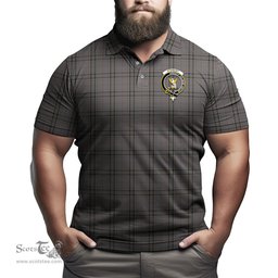 Scottish Stewart Grey Tartan Mens Polo Shirt with Family Crest Scottish Polo Shirt Scottish Plaid Tartan Plaid - ScotsTee - scotstee.com