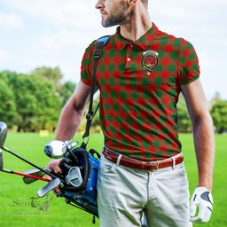 Scottish Moncrieff Modern Tartan Mens Polo Shirt with Family Crest Scottish Polo Shirt Scottish Plaid Tartan Plaid - ScotsTee - scotstee.com