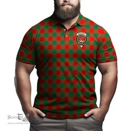 Scottish Moncrieff Modern Tartan Mens Polo Shirt with Family Crest Scottish Polo Shirt Scottish Plaid Tartan Plaid - ScotsTee - scotstee.com