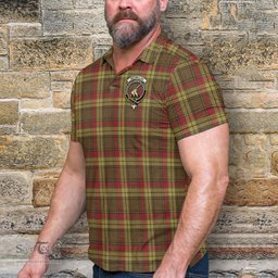 Scottish MacMillan Old Weathered Tartan Mens Polo Shirt with Family Crest Scottish Polo Shirt Scottish Plaid Tartan Plaid - ScotsTee - scotstee.com