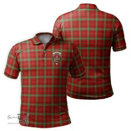 Scottish Morrison Red Modern Tartan Mens Polo Shirt with Family Crest Scottish Polo Shirt Scottish Plaid Tartan Plaid - ScotsTee - scotstee.com