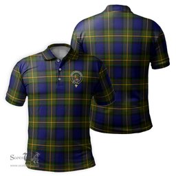 Scottish Moore Tartan Mens Polo Shirt with Family Crest Scottish Polo Shirt Scottish Plaid Tartan Plaid - ScotsTee - scotstee.com