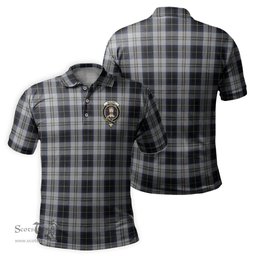 Scottish Menzies Black Dress Tartan Mens Polo Shirt with Family Crest Scottish Polo Shirt Scottish Plaid Tartan Plaid - ScotsTee - scotstee.com