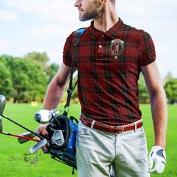 Scottish MacQueen Tartan Mens Polo Shirt with Family Crest Scottish Polo Shirt Scottish Plaid Tartan Plaid - ScotsTee - scotstee.com