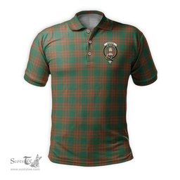 Scottish Menzies Green Ancient Tartan Mens Polo Shirt with Family Crest Scottish Polo Shirt Scottish Plaid Tartan Plaid - ScotsTee - scotstee.com
