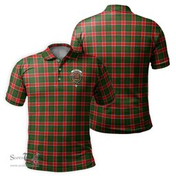 Scottish Pollock Modern Tartan Mens Polo Shirt with Family Crest Scottish Polo Shirt Scottish Plaid Tartan Plaid - ScotsTee - scotstee.com