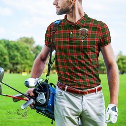 Scottish Pollock Modern Tartan Mens Polo Shirt with Family Crest Scottish Polo Shirt Scottish Plaid Tartan Plaid - ScotsTee - scotstee.com