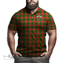 Scottish Pollock Modern Tartan Mens Polo Shirt with Family Crest Scottish Polo Shirt Scottish Plaid Tartan Plaid - ScotsTee - scotstee.com