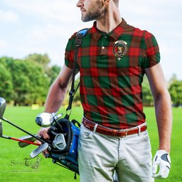 Scottish Stewart Atholl Modern Tartan Mens Polo Shirt with Family Crest Scottish Polo Shirt Scottish Plaid Tartan Plaid - ScotsTee - scotstee.com