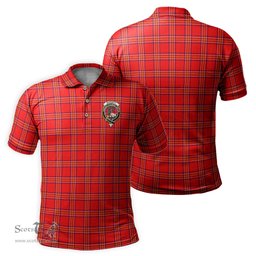 Scottish Burnett Modern Tartan Mens Polo Shirt with Family Crest Scottish Polo Shirt Scottish Plaid Tartan Plaid - ScotsTee - scotstee.com