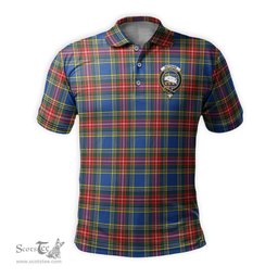 Scottish Bethune Tartan Mens Polo Shirt with Family Crest Scottish Polo Shirt Scottish Plaid Tartan Plaid - ScotsTee - scotstee.com
