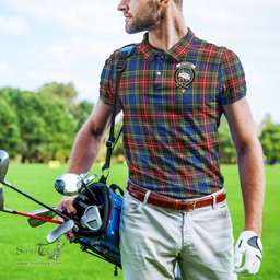 Scottish Bethune Tartan Mens Polo Shirt with Family Crest Scottish Polo Shirt Scottish Plaid Tartan Plaid - ScotsTee - scotstee.com