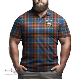 Scottish Bethune Tartan Mens Polo Shirt with Family Crest Scottish Polo Shirt Scottish Plaid Tartan Plaid - ScotsTee - scotstee.com