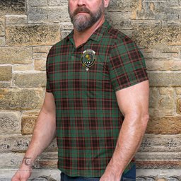 Scottish Buchan Ancient Tartan Mens Polo Shirt with Family Crest Scottish Polo Shirt Scottish Plaid Tartan Plaid - ScotsTee - scotstee.com