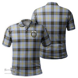 Scottish Bell Tartan Mens Polo Shirt with Family Crest Scottish Polo Shirt Scottish Plaid Tartan Plaid - ScotsTee - scotstee.com
