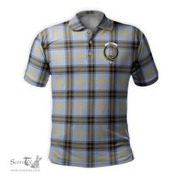 Scottish Bell Tartan Mens Polo Shirt with Family Crest Scottish Polo Shirt Scottish Plaid Tartan Plaid - ScotsTee - scotstee.com