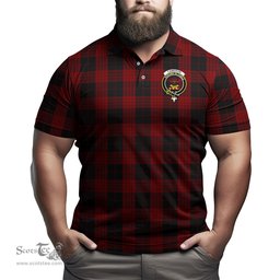 Scottish Cameron Black and Red Tartan Mens Polo Shirt with Family Crest Scottish Polo Shirt Scottish Plaid Tartan Plaid - ScotsTee - scotstee.com