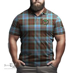 Scottish Anderson Ancient Tartan Mens Polo Shirt with Family Crest Scottish Polo Shirt Scottish Plaid Tartan Plaid - ScotsTee - scotstee.com
